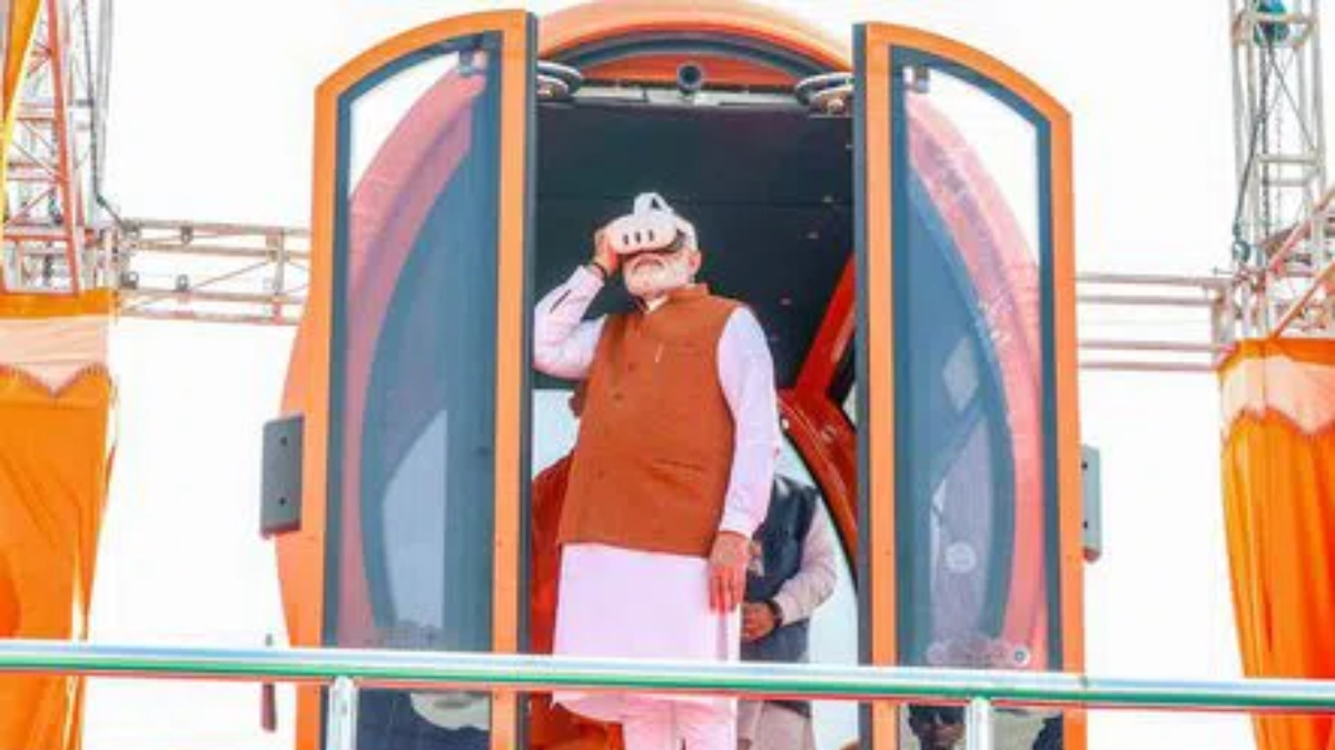 PM Modi uses virtual reality headset to inspect Kashi ropeway project